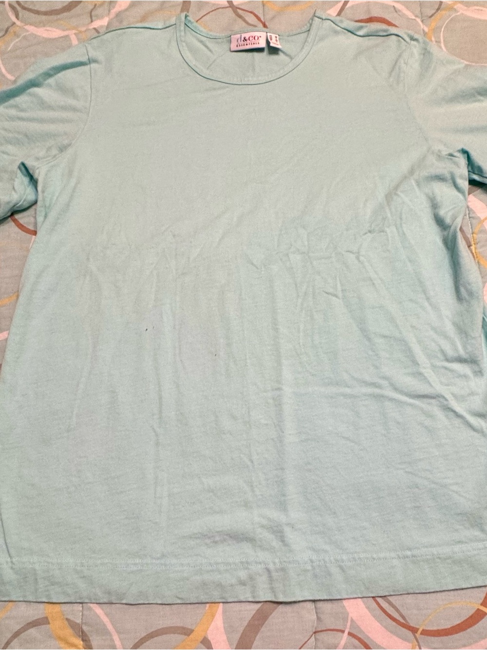 Denim&Co Mint Crew Neck Short Sleeve Top
